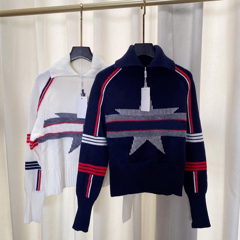 

Women' Sweaters Women Letter Ski Suit Fashion Streetwear Designer Star Pattern Knit Locomotive Clothing High Elasticity Tops T-shirts Sweat, Cd white
