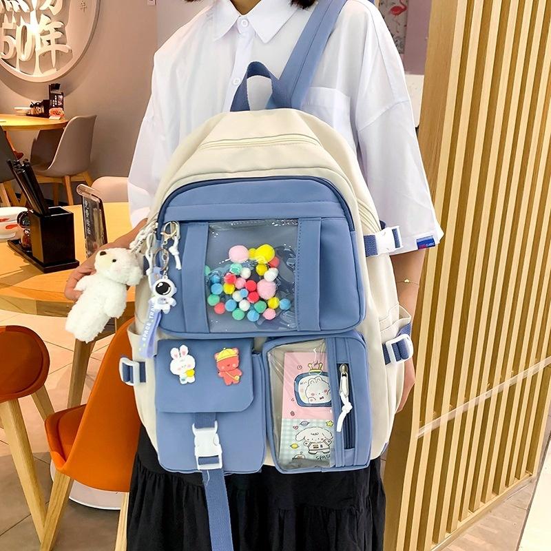 

School Bags Waterproof Nylon Women's Backpack Large Capacity High Quality Fashion Shoulder Travel For Teenage Girls, Astronaut bear