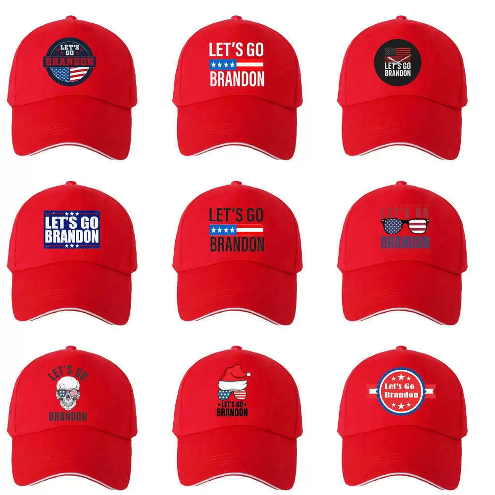

All Season Red Color Let's Go Brandon Ball Caps Sports Casual Visor Baseball Hat Letters US Flag Stars Stipe Snapback Christmas Gifts Anti Biden Trump 2024