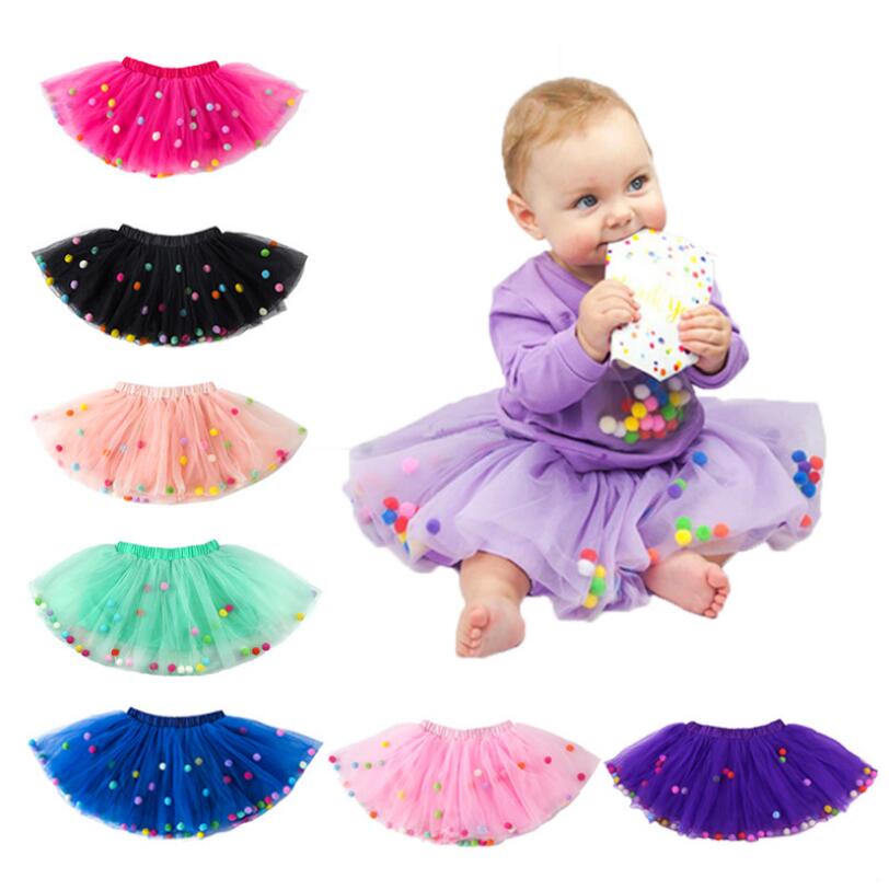 

Baby Tutu Tulle Dress Pompon Dance Pettiskirt Ballet Stage Princess Party Mini Skirt Dancewear Costume Dressup Fancy Skirts ZYY795, As pics