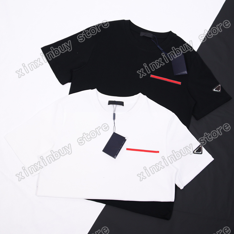 

21ss men printed t shirts sleeve triangle letters clothes mens tag letter polo Black white Khaki, Dust bag