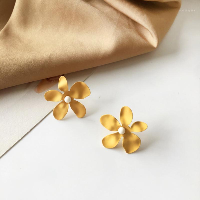 

Stud Simple Temperament Matte Cute Earings Studs Beautiful Flowers Big Korean, Golden;silver