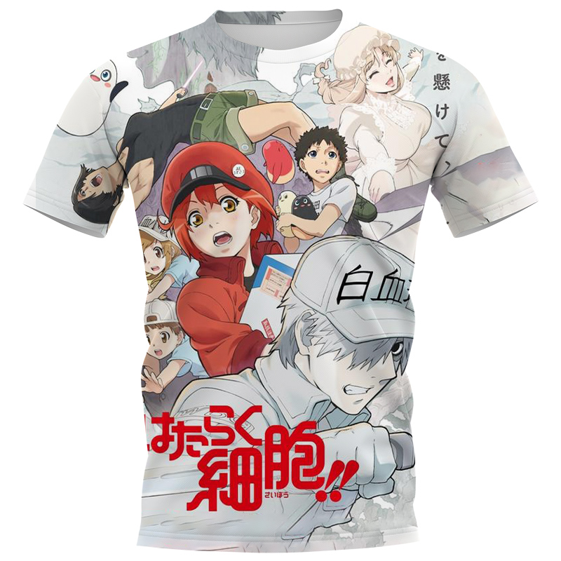 

CLOOCL Anime Cells At Work 3D Printed T-shirts Mens Casual Clothes Slim Short Sleeve Hip-hop Style T Shirts Teens Tops, #1