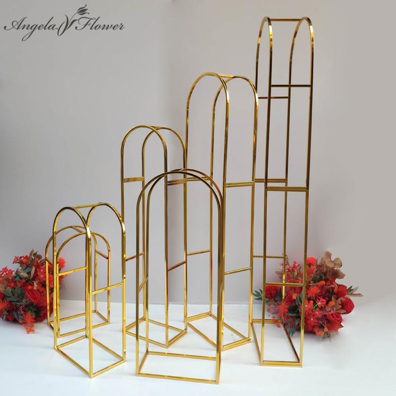 

Party Decoration 3PCS/Set Shiny Gilded Arched Flower Stand Geometric Screen Shelf Wedding Props Scene Layout Backdrop Decor Floral Frame