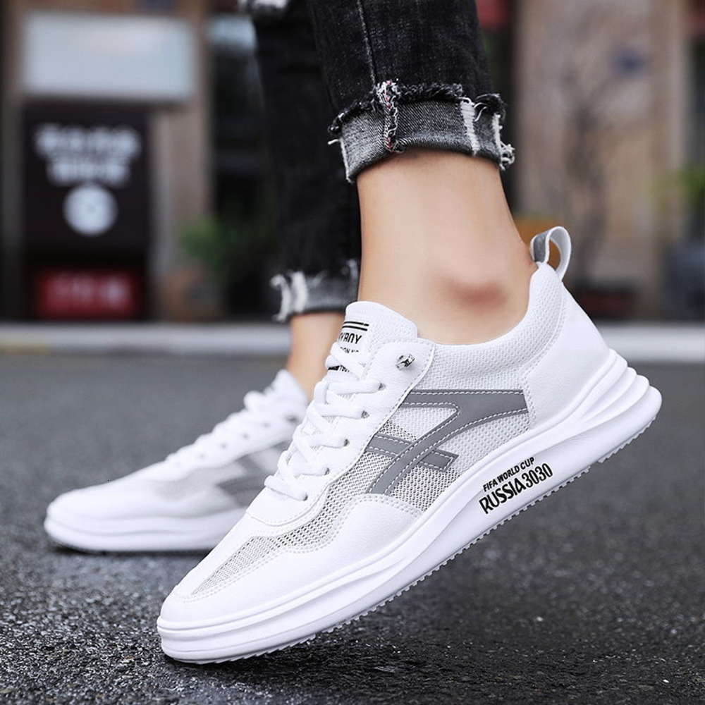 

Summer tennis shoes men's breathable little white versatile fashion Board Shoes White casual mesh sports Q1KQ, Md20 white mesh