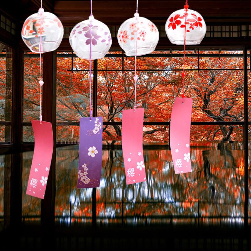 

Glass Wind Chimes Japanese Style Painted Holiday Bedroom Pendant Garden Decoration 1/4 PCS Bells Decorations Decorative Objects & Figurines