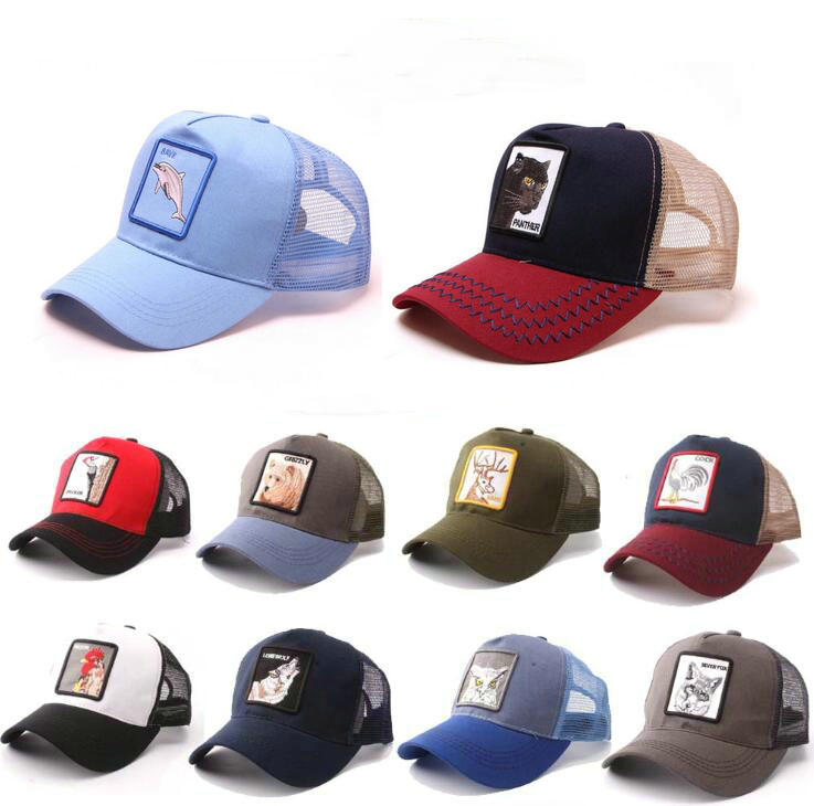 

Fashion Animals Embroidery Baseball Caps Men Women Snapback Hip Hop Hat Summer Breathable Mesh Sun Gorras Unisex Streetwear Bone 5pcs/lot., Order writing colors