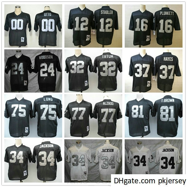 

NCAA Vintage Retro Jim Otto Tim Brown 24 Charles Woodson Jack Tatum Hayes Long Alzado Plunkett Bo Jackson Stabler Football Jerseys, Black;red