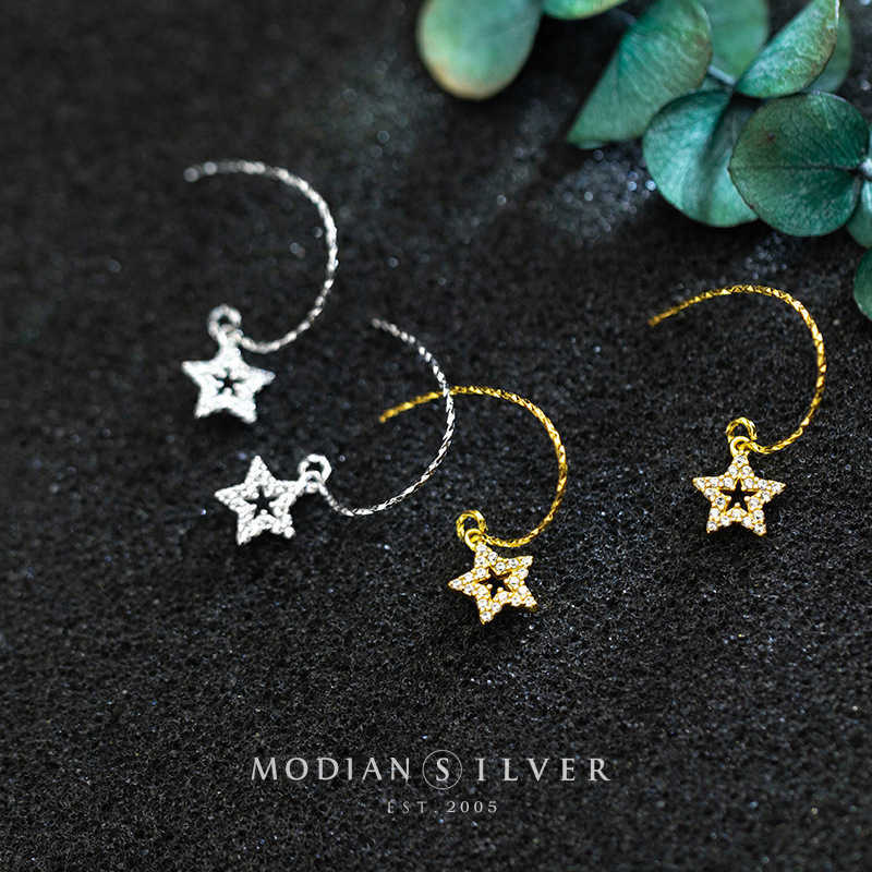 

Real Sterling Silver 925 Shiny Zircon Lovely Star Drop Hook Earring for Women Luxury Wedding Engagement Statement Jewelry 210707
