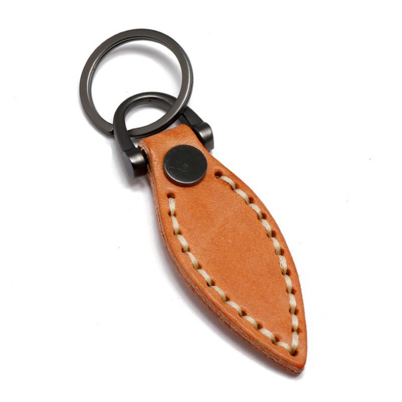 

Keychains Fashion Unique Simple Genuine Leather Keyring Keychain For Men Women Casual Pendant Key Chain Vintage Retro Accessories Jewelry