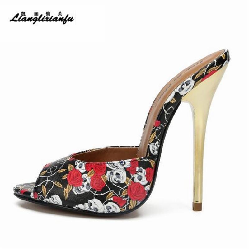 

Dress Shoes LLXF Slippers Zapatos Mujer US16 17 18 19 Flipflop Summer Stiletto 14cm Thin Heels Sandals Woman Classic Arrive Pumps, Black