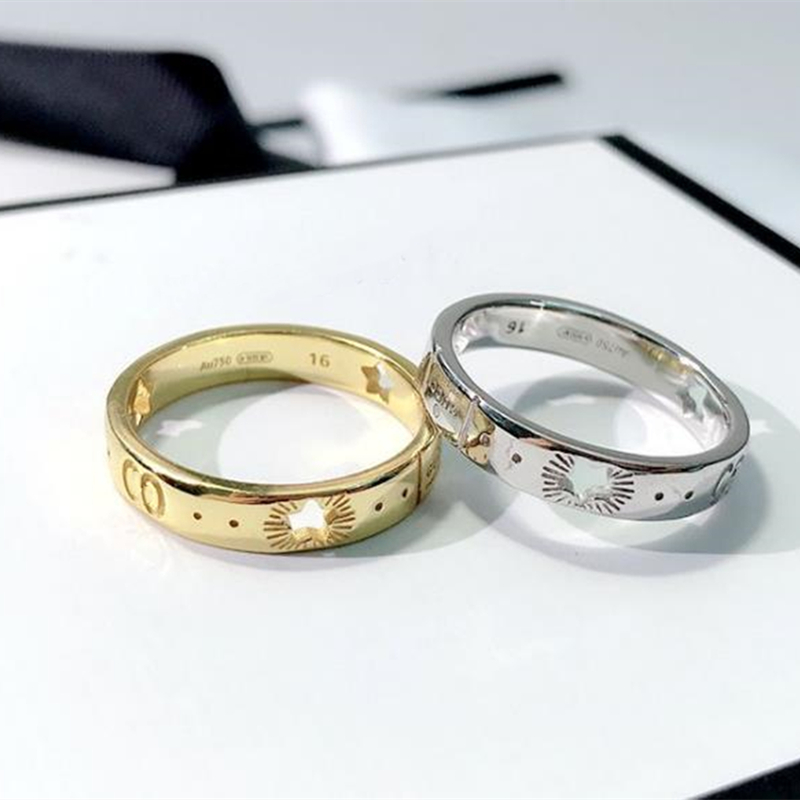 

Fashion Stars Band Rings for Mens and Women Lover Engagement Wedding Jewelry Gift with Box -G19