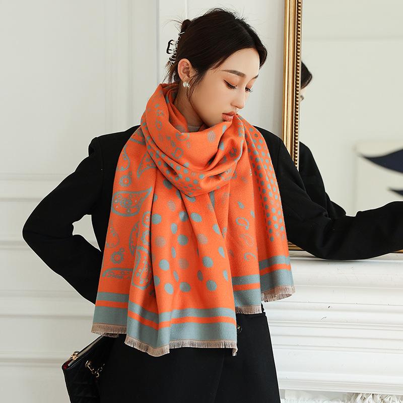 

Scarves 2021 Fashion Print Tassels Dot Dustproof Beach Towel Autumn 190X65CM Cashmere Bandanna Winter Two-Sided Shawls