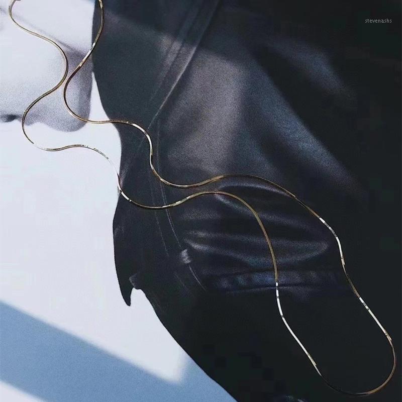 

Chains 18K Solid Yellow Real Gold Jewelry(AU750) Women Snake Chain Bracelet Necklace Close To The Collarbone Strong Gloss Fashion Lady