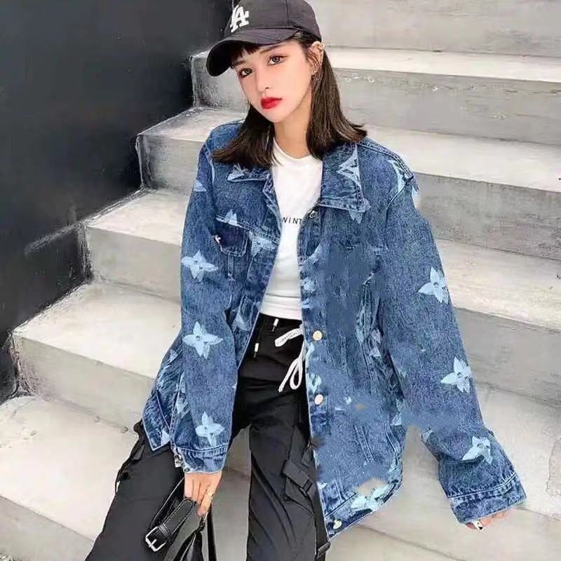 

2021 denim jacket loose fashion spring and autumn women's wear, Black;brown