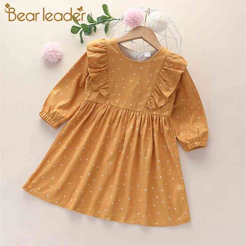 

Girls Polka Dot Dresses Spring Autumn Kids Fashion Ruffles Costumes Baby Casual Clothes Children Clothing 2-6Y 210429, Ah4869 yellow