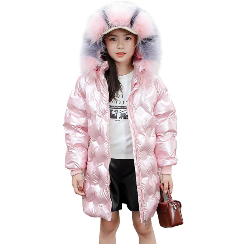 

Jackets Girls Long Parka Fur Hoodies Cotton Padded Girl Coats Kids Thick Warm Children's Coat Teenage Clothes, 0298285-1