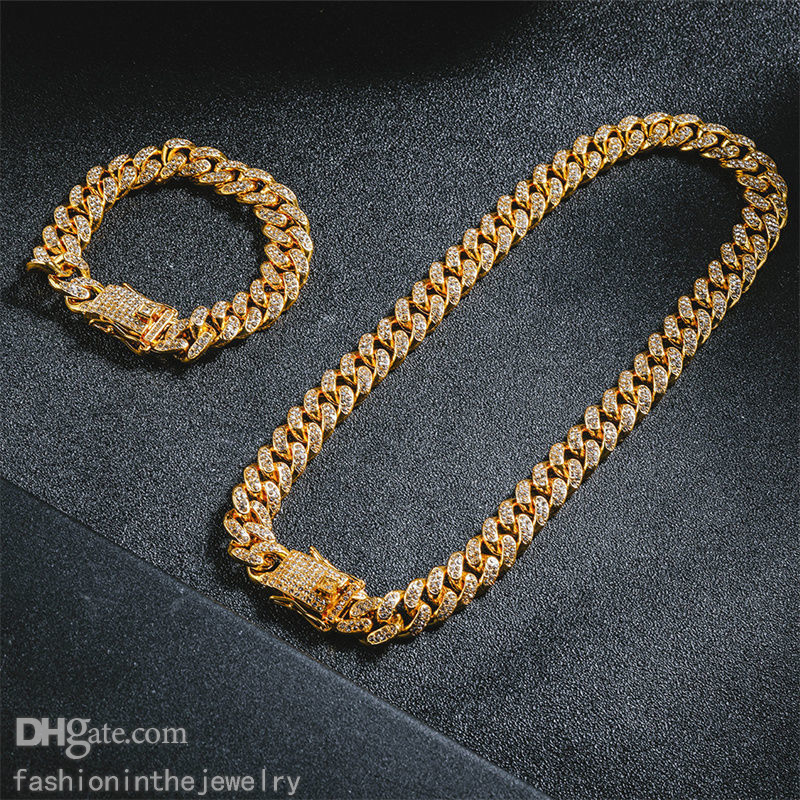 

Chains Designer Jewelry Luxury Fashion miami necklaces and bracelet set wholesale iced out chain for men cuban link chain gold stainless steel hip hop necklace kids