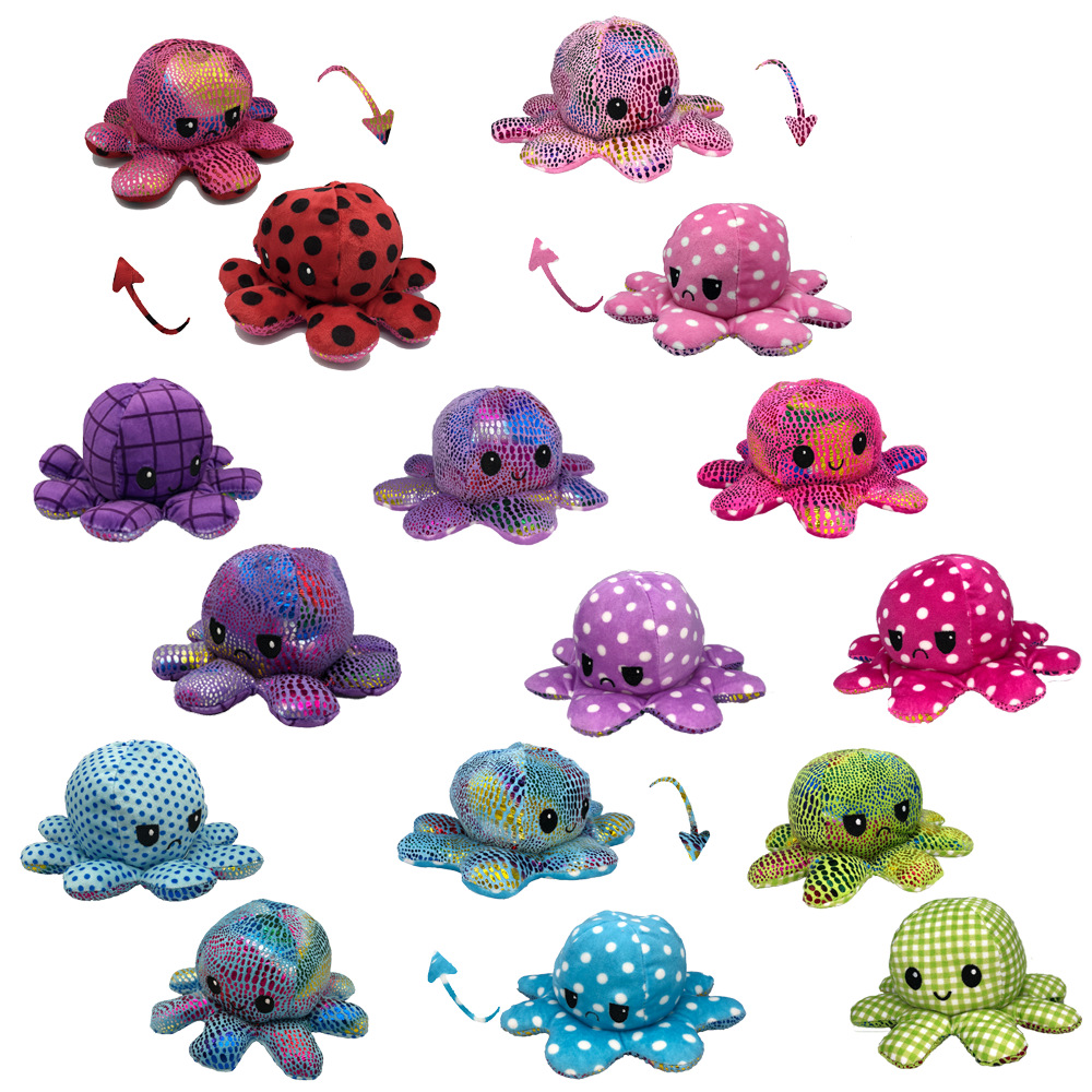 10cm Reversible Little Octopus Gato Kids Soft Gift Novelty Games Plushie Plush Animals Double-Sided Flip Doll Peluches Pulpos transformation toy-image-677349978