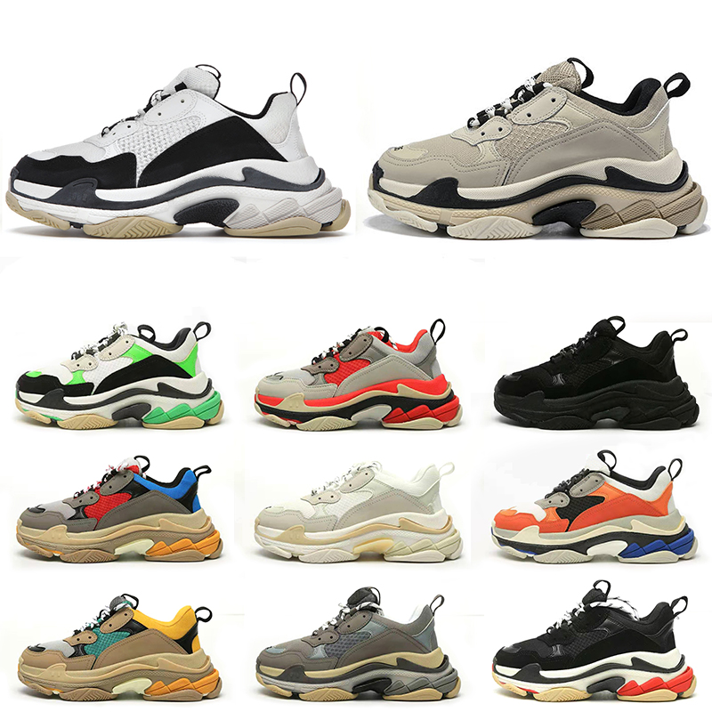 

2022 triple s men women designer casual shoes platform sneakers black white grey red pink blue green Light Tan oreo mens trainers sports fashion, Pay for box