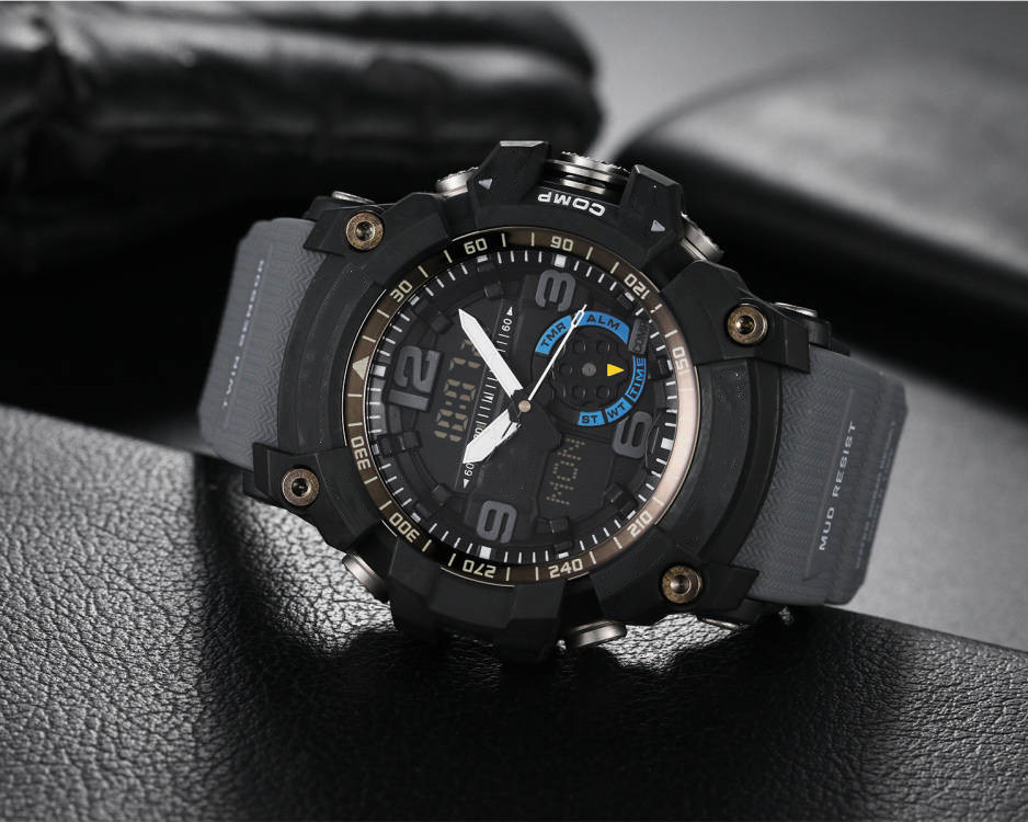 

Sports Quartz 1000 Men's Watch DZ7333 LED Digital Waterproof and Shockproof World Time High Quality All functions can be operated