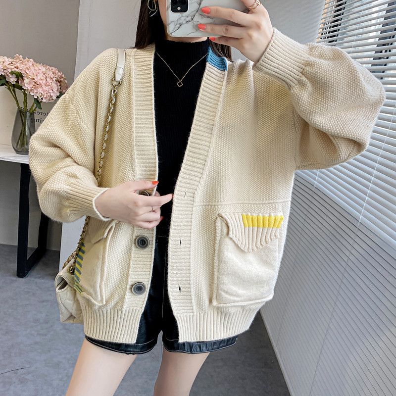 

women's sweaters sweater coat knitted cardigan pocket women casual knitwear loose korean style fall winter harajuku female ja, White;black