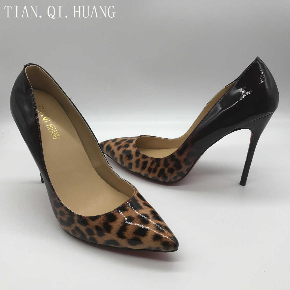 

leopard print Genuine Leather Fashion Design Pumps High Quality Sexy High Heels Shoes Brand TIAN.QI.HUANG 210721, As photo