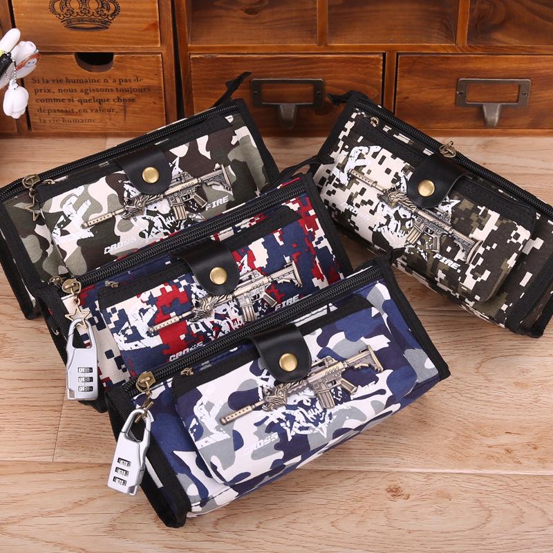 

Boys School Pencil Case CF Pen Bag Student Stationery Camouflage Box Supplies With Code Lock Bags