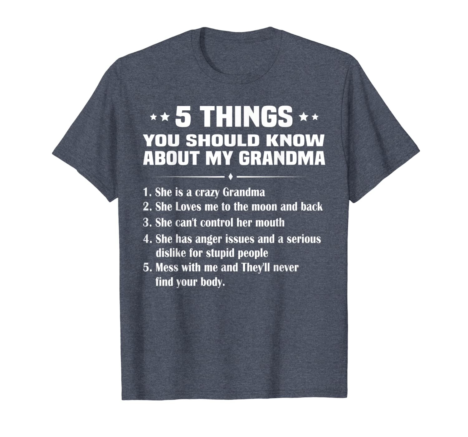 

5 things you should know about my grandma shirt mother's day, White;black