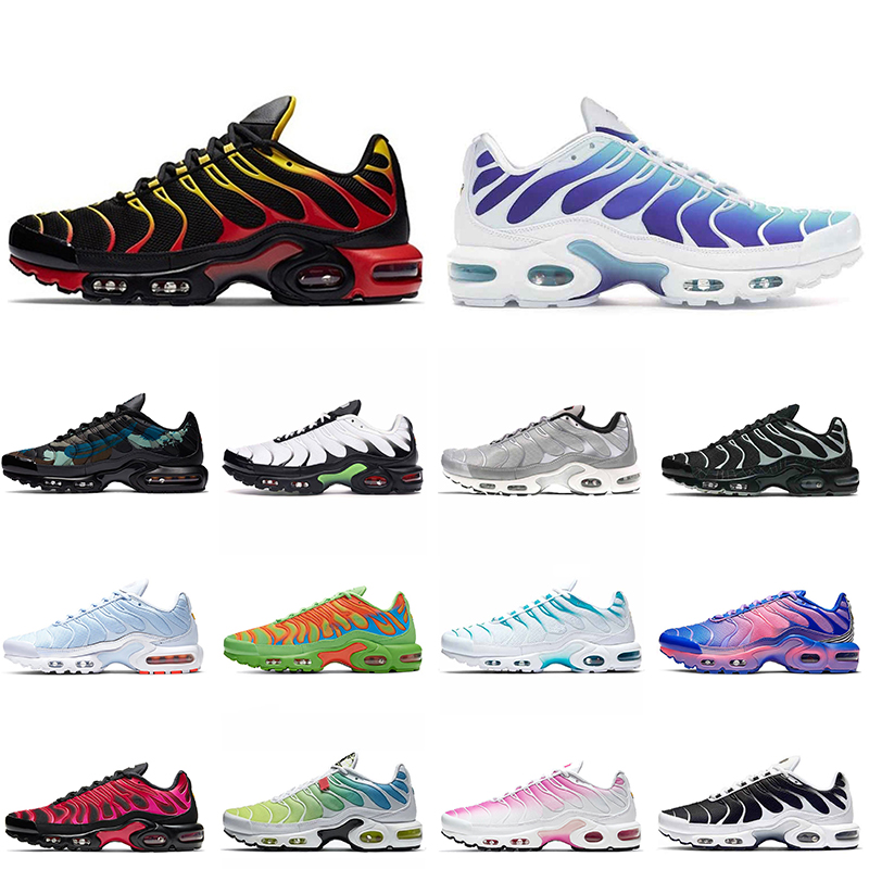 

2021 top quality PLUS TN SIZE US 12 running shoes mens womens air vapor airmax tns se triple black all white purple trainers outdoor, White;red