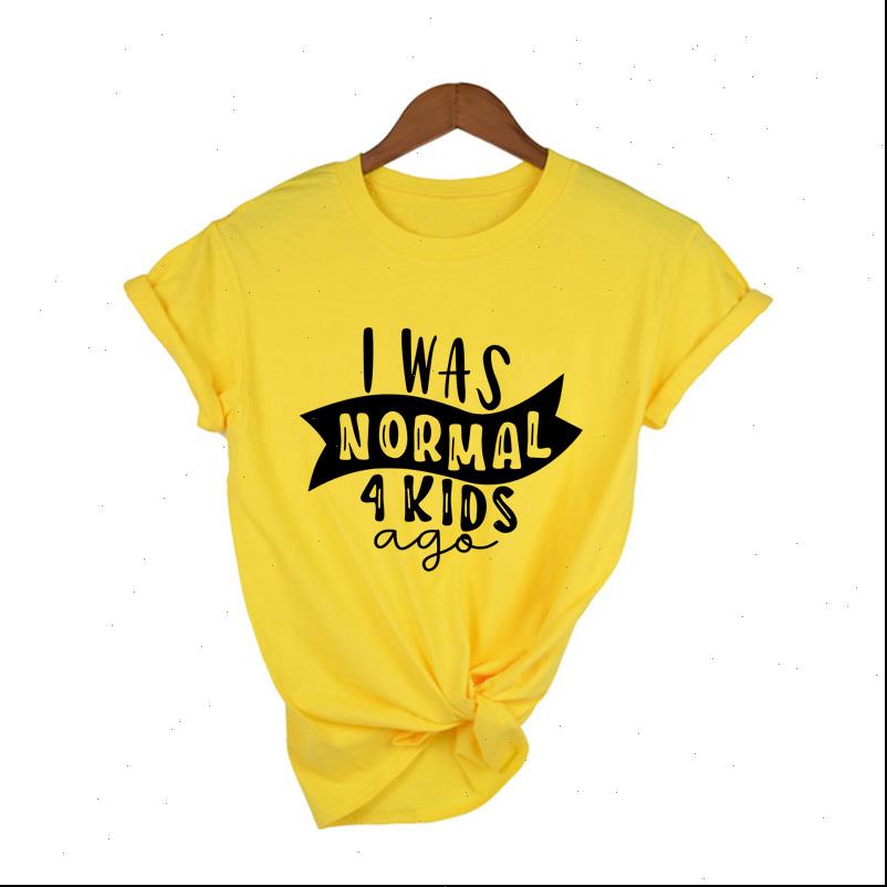 

i women t shirt was normal 4 kids ago funny mom fashion casual cute shirts letter printed life tired, White