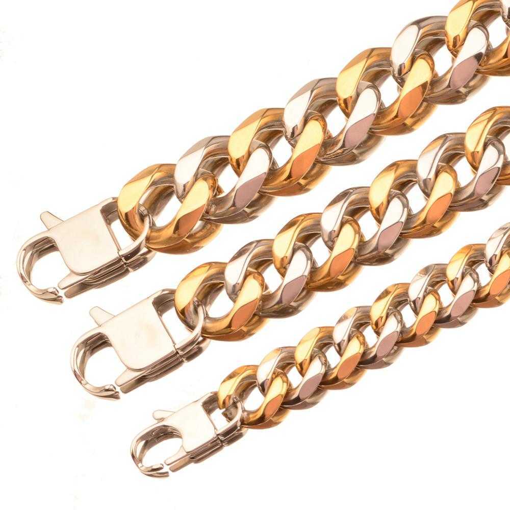 

Fashion Brand New Trendy Men StainlSteel High Polished Curb Cuban Necklace xtentacion Chain width 12-19mm X0509
