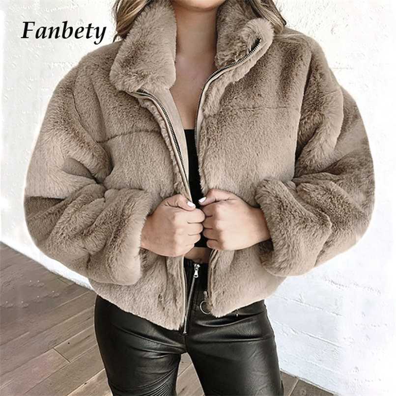 

Winter Women Fur Faux Fur Coat Warm Soft Jackets Elegant Solid Chic Zipper Office Tops Coats Ladies Fashion Casual Outwears 211109, 04 black