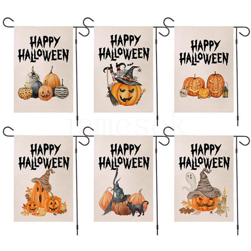 

47*32cm Halloween Garden Flag printing Pumpkin flags Linen terror Banner European and American decoration dd169