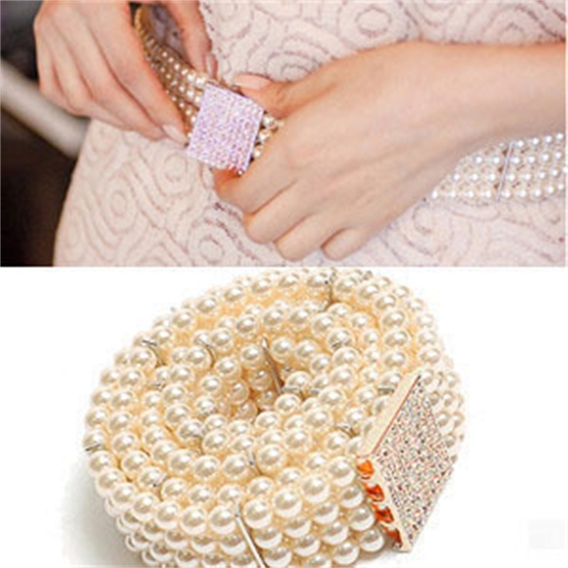 

Designer belts 2023 Elastic women's Pearl waistband wide waist chain dress with decorative band and diamond elastic belt