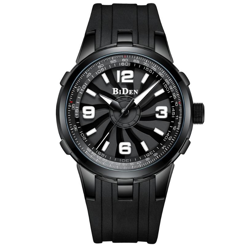 Wristwatches Fashion Simple Men Watch BIDEN Brand Stylish Turbo Series Black Silicone Band Wristwatch Outdoor Sport Waterproof For-image-705896078