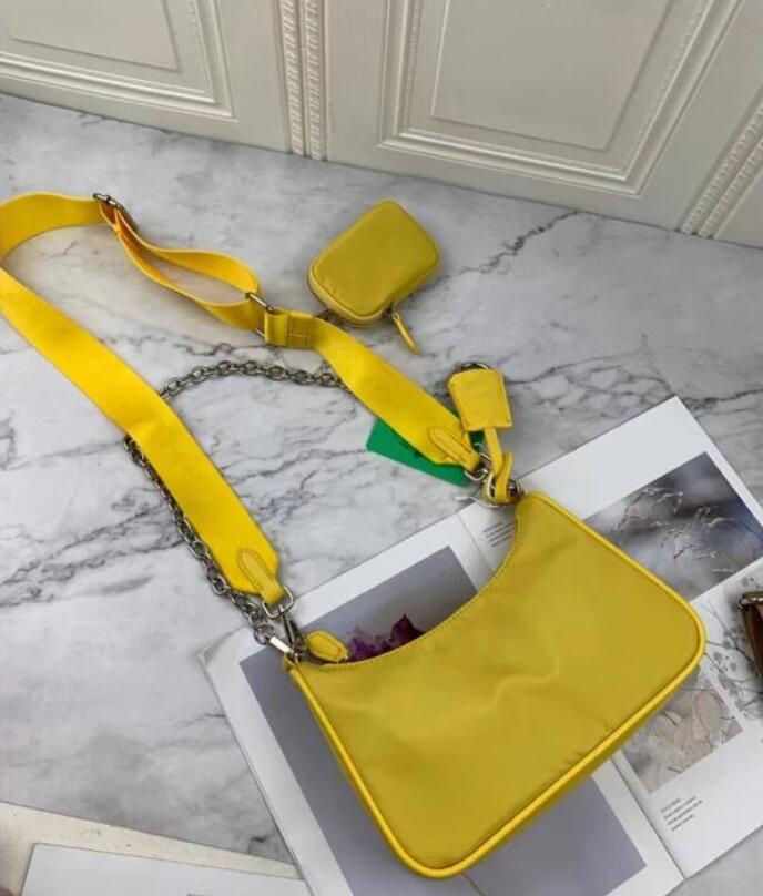 

High quality women 2pcs/set Size24CM shoulder bag waterproof canvas Nylon Chest pack lady Tote chains handbags purse messenger crossbody bag, Pink