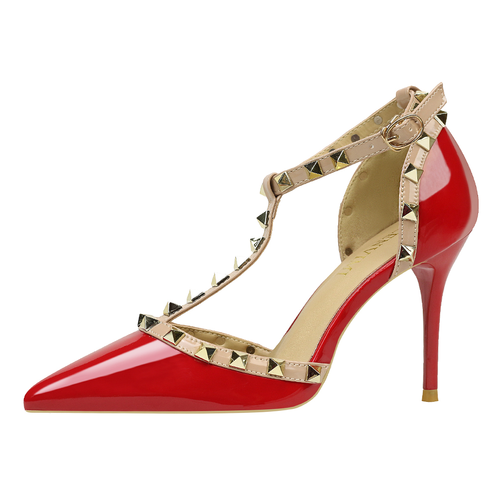 

Retro Classic 6289-2 The latest Dress Shoes top luxury designer fashion leather women's high heels stiletto metal buckle ankle wrap outdoor, Black