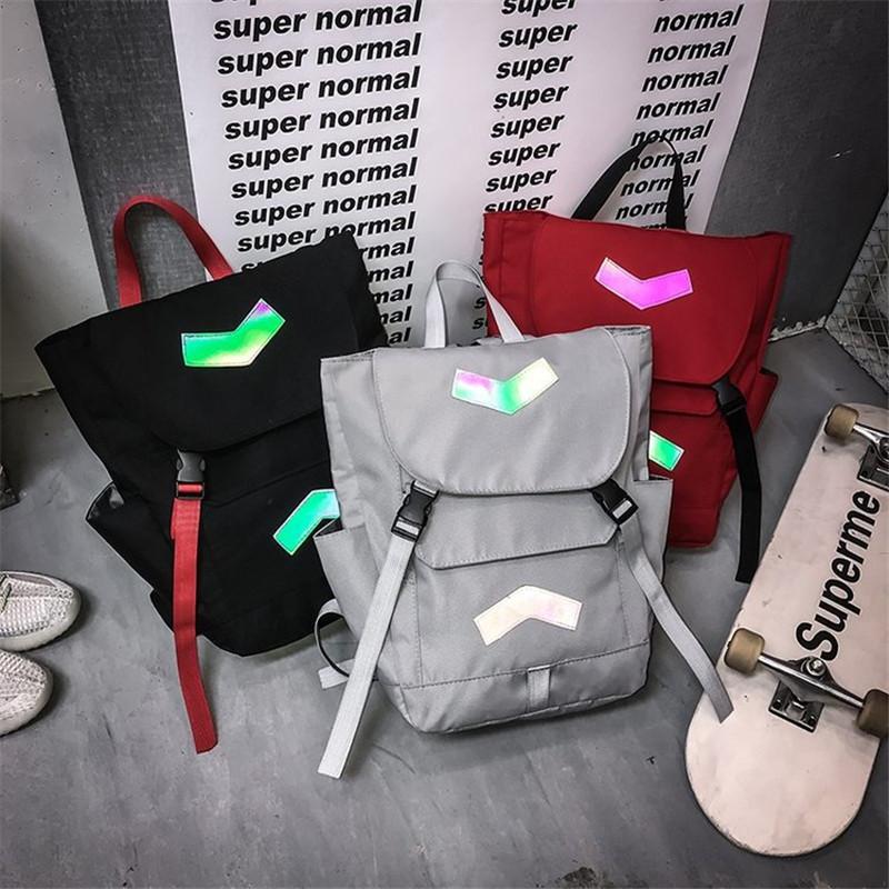 

Backpack Mochilas 2021 Cool Female Korean Version Of The Large-capacity Student Bag Reflective Outdoor Travel Tide Man, Black
