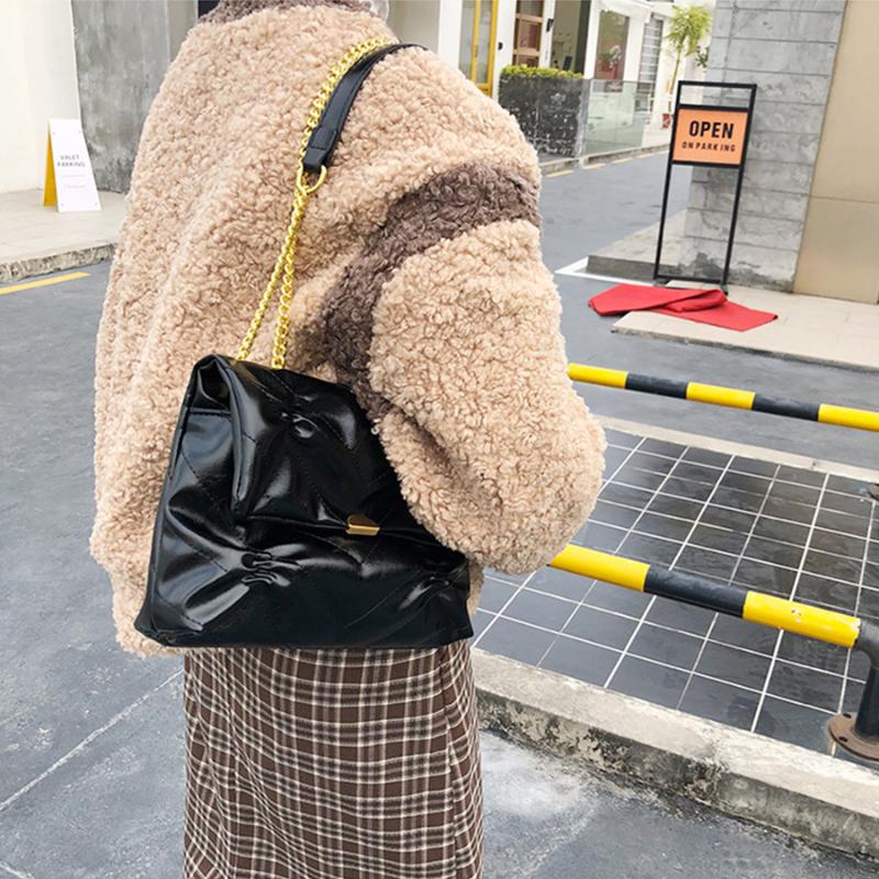 

Evening Bags Female Large Purses And Handbag Fashion Soft Pu Leather Shoulder For Women Chains Ladies Crossbody Side Bag Black White