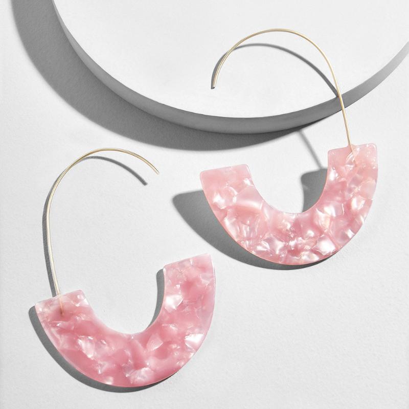 

Dangle & Chandelier Simple Semicircular Acrylic Copper Ear Hook Earrings For Women Acetate Plate Leopard Bohemian Vintage Jewelry Earring, Silver