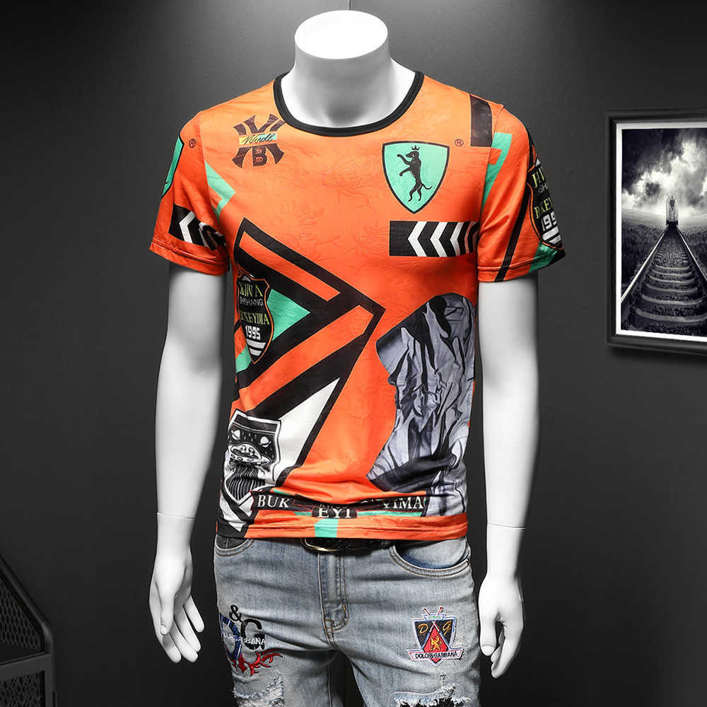 

Brand T Shirt Men Short Sleeve Summer Tee Male Fashion Streetwear Casual T-Shirt Men Clothes Camiseta Masculina Big Size 7XL 210527, Orange