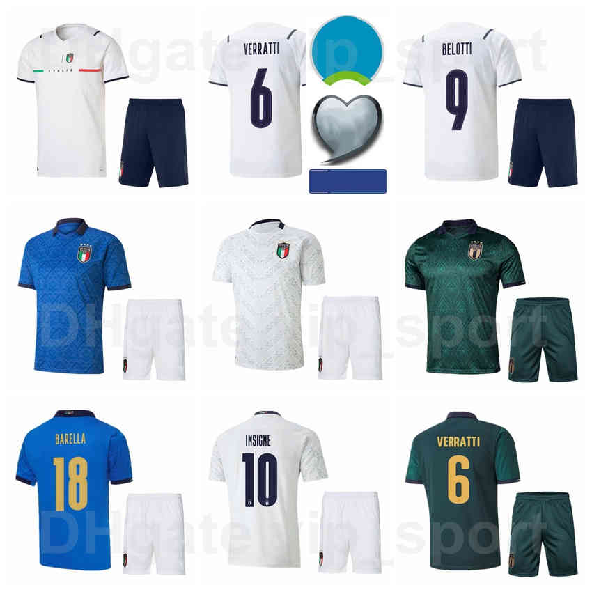 

2020-2021 Europa Cup Soccer Italy 20 Federico Bernardeschi Jerseys Set White Blue 3 Giorgio Chiellini 21 Andrea Pirlo Giuseppe DE ROSSI Euro Patch Football Shirt Kits