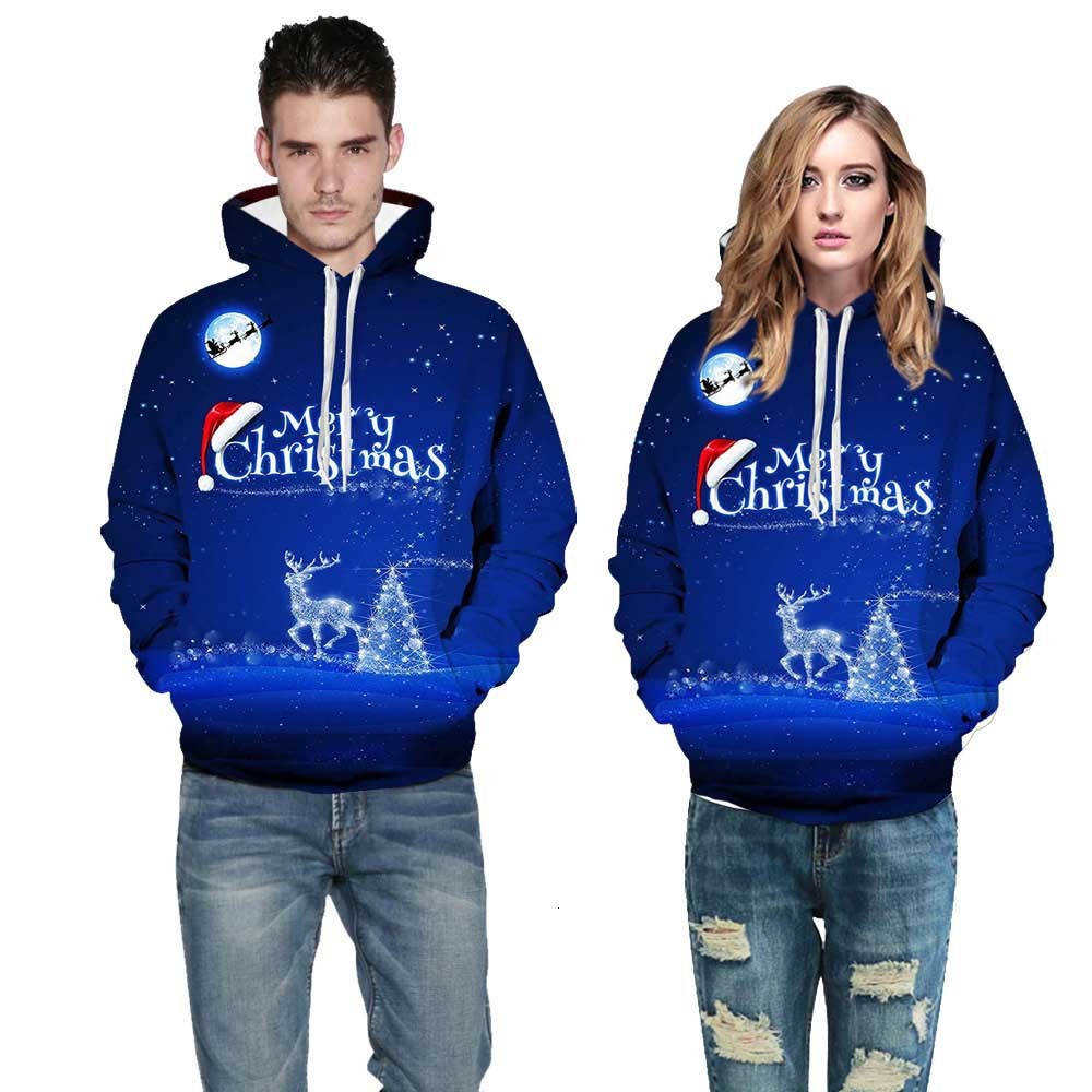 

Fleeces Sweater Hoodie Hoody2021 clothing 3D digital printing Pullover Hooded Sweater long sleeve men' coat, White star deer