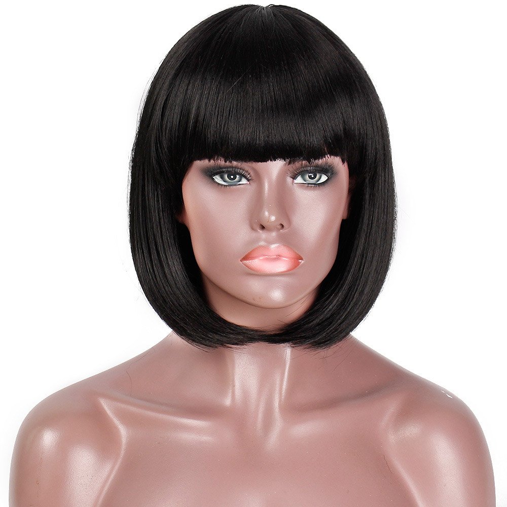 

2021 Human Hair Wigs European and American fashion mid-point female long straight style design, multi-color optional spot, Black