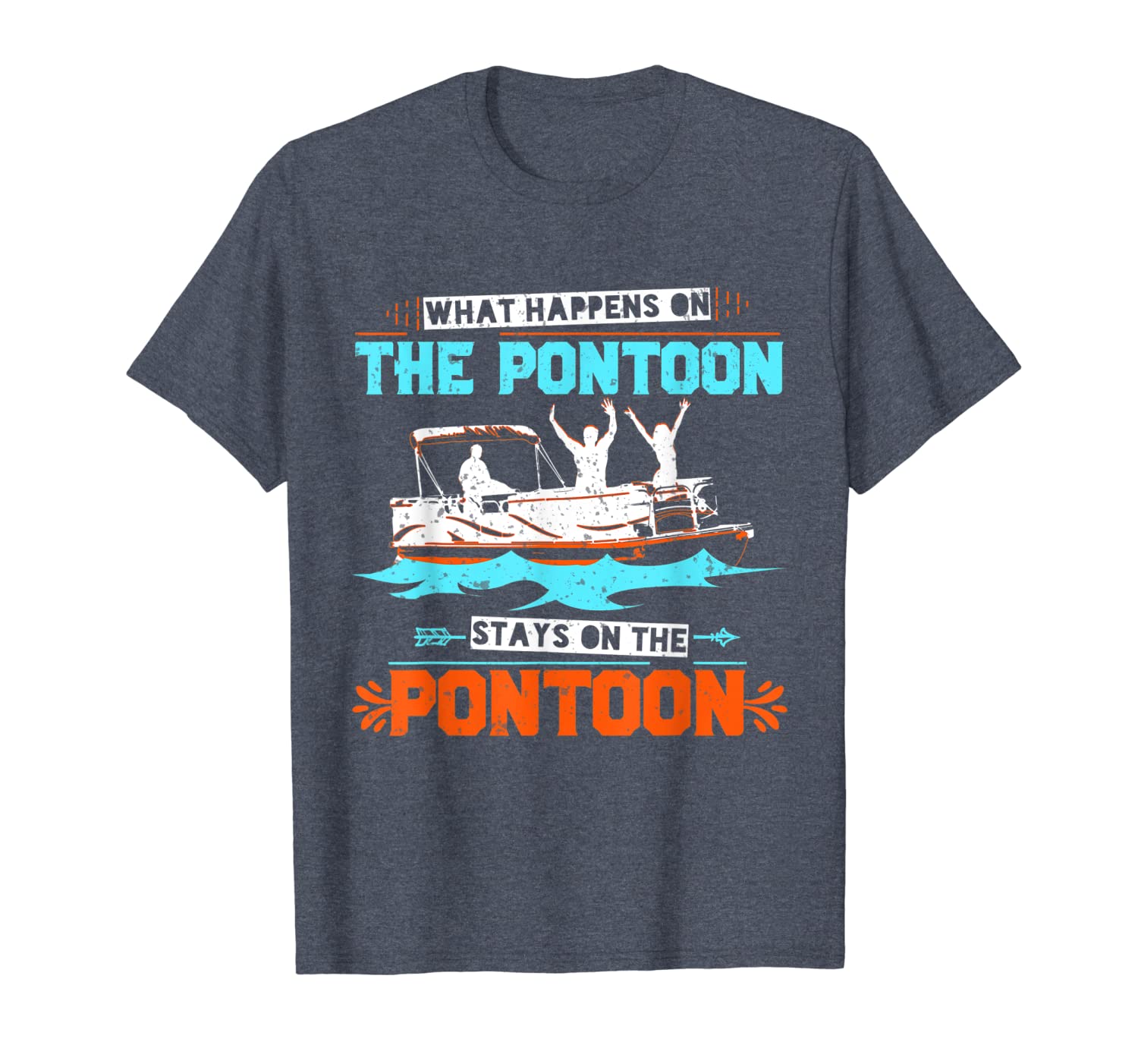 

what happens on the pontoon stays on t shirt boating captain, White;black