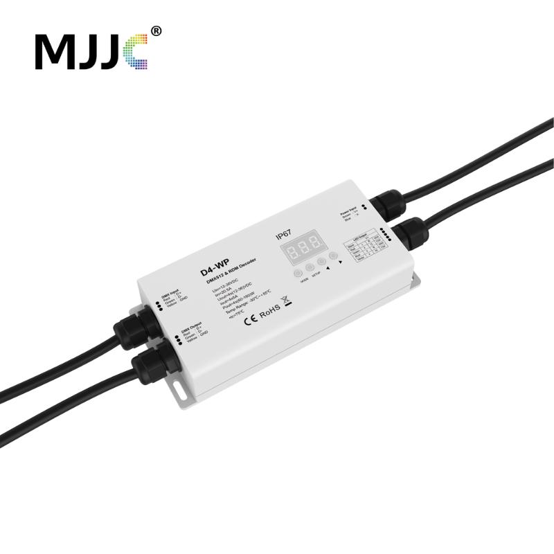 

RGBW Controller 4 Channel Waterproof IP67 DC 12V 24V 20A Digital Numeric Display DMX 512 RDM Decoder D4-WP For LED Strip RGB Controllers
