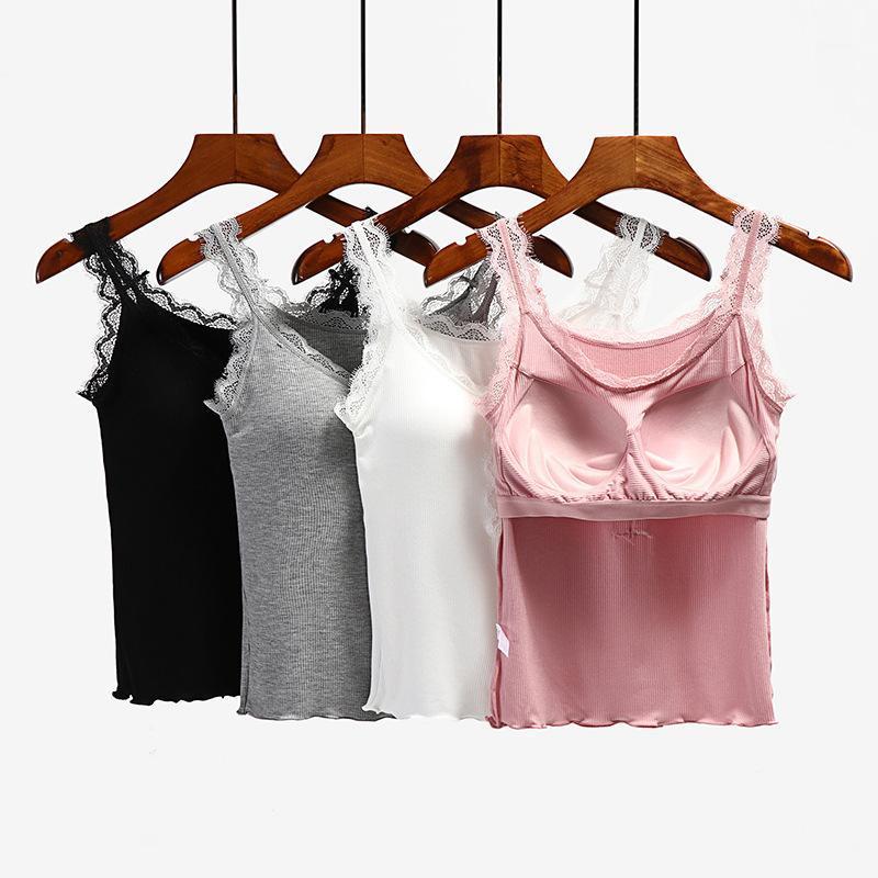 

Camisoles & Tanks Women' Camisole With Chest Pad, No Rims, Bottoming Shirt, Bra, One-piece Sexy Lace, Top And Outer Wear