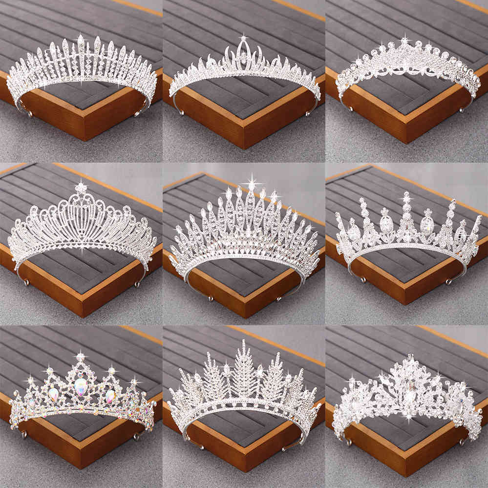 

Tiara Wedding Accessories Bridal Rhinestone Crystal Crown Girl Tiaras Silver Color Hair Jewelry Diadem