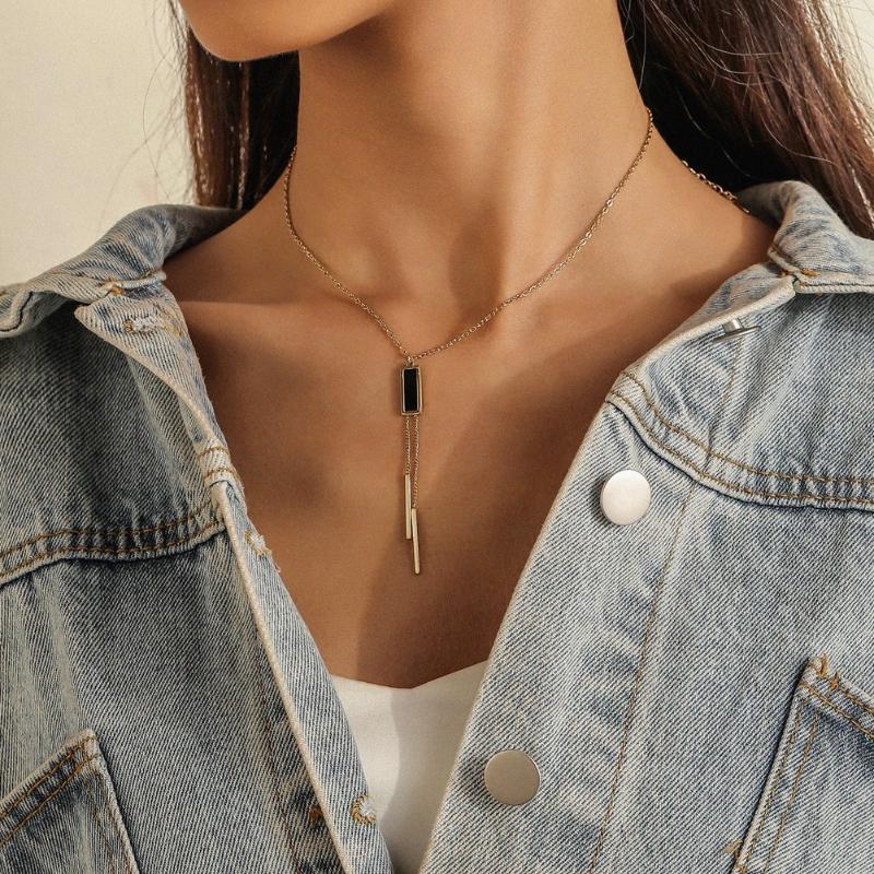 

Pendant Necklaces Stainless Steel Gold Color Chain Tassel Necklace For Women Formal Elegant Fashion Jewelry Drop Wholesale